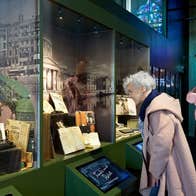 People visiting the main exhibition experience at the Patrick Kavanagh Centre