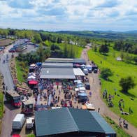 An aerial view of Mountain View Markets