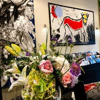 Abstract painting of a horse and a vase of flowers at The Kilmorna Collection