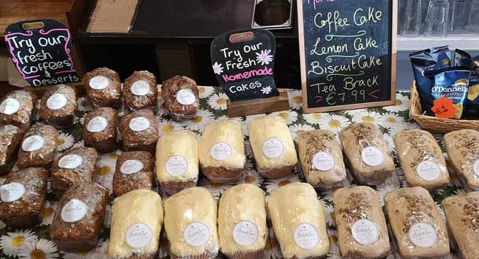 Different types of cakes on display at Stradbally Fayre