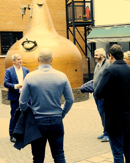 A group being led on a Whiskey Island Tour