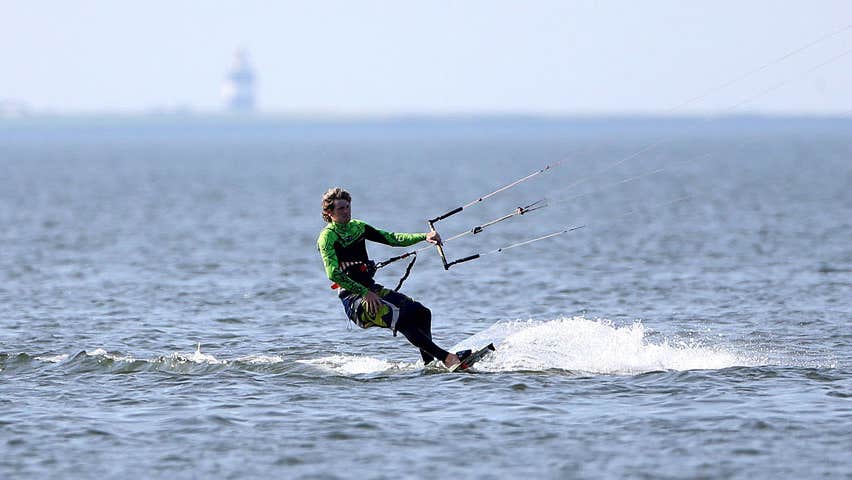 Kitesurfer at Hooked Kitesurfing Duncannon County Wexford