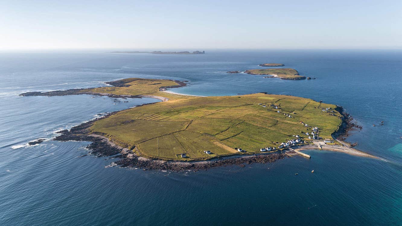 Aerial view of Inishbofin in Donegal.