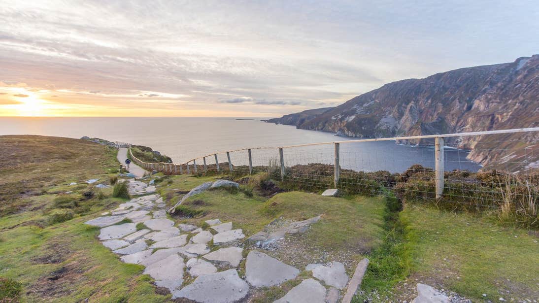 Stone path along the edge of Sliabh League Cliffs, Co. Donegal