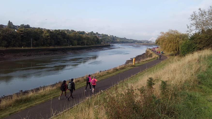 People walking along the Boyne Valley greenway