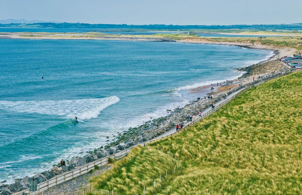 Aerial view of Strandhill Beach in Co Sligo.