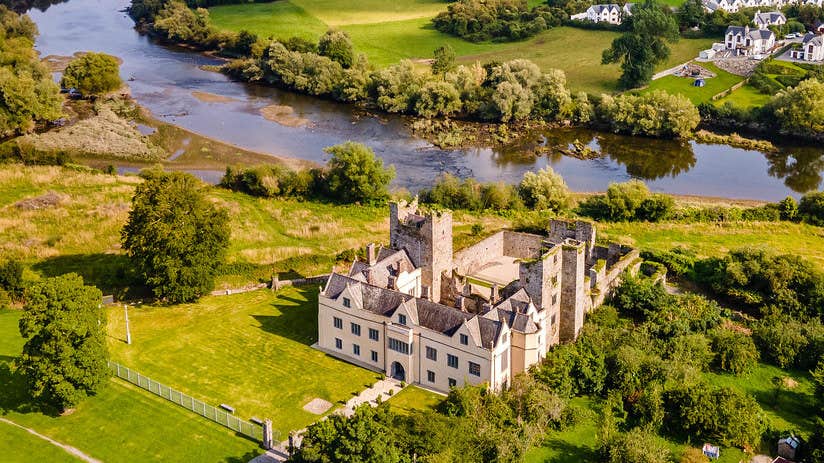 Aerial image of Ormond Castle in County Tipperary.