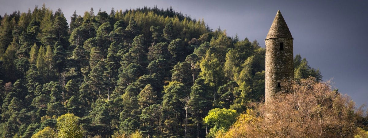 A view of St Kevin's Tower Glendalough