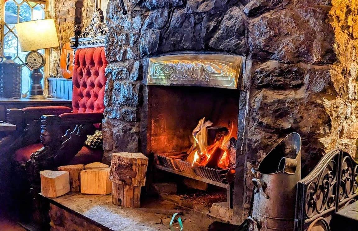 A fireplace in The Bloody Stream pub in County Dublin