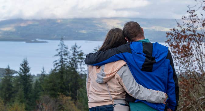 A couple on the Arigna Miners Way Viewpoint in Co Leitrim