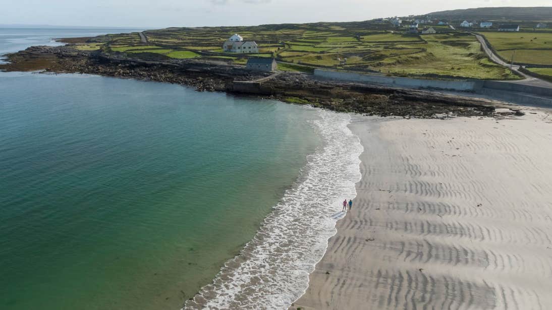 View of Kilmurvey beach on a sunny day on the Aran Islands, Co. Galway