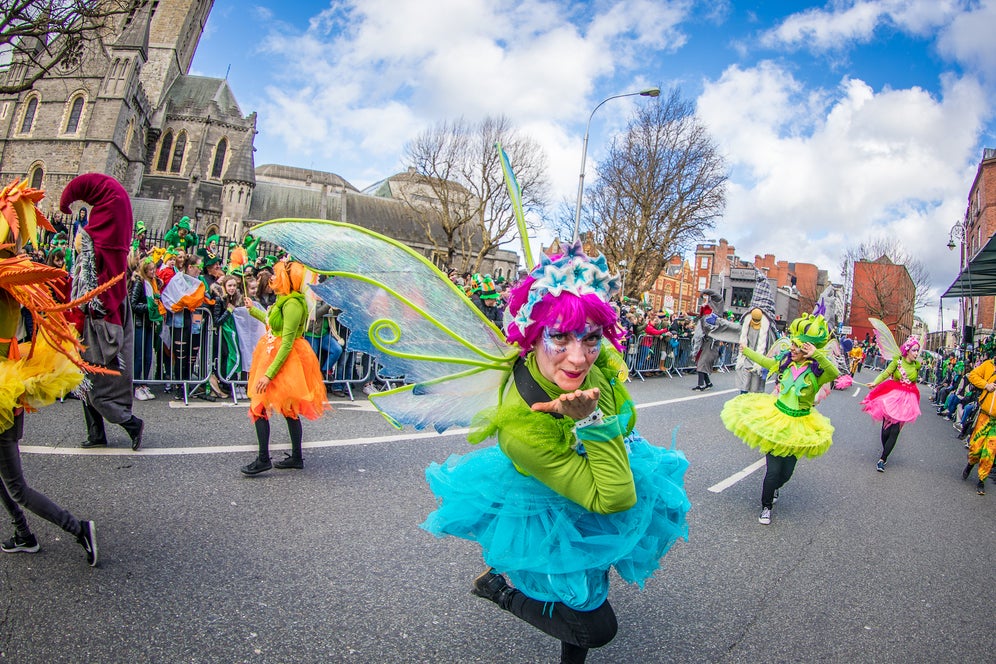 Street performers at the 2019 St Patrick's Festival parade in Dublin city