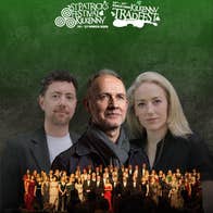 This image shows renowned traditional Irish musicians Iarla Ó Lionáird, Cormac McCarthy & Aoife Ní Bhriain, who are set to play St.Canice's Cathedral on Friday 13th March as part of Kilkenny Tradfest. It also features The Lady Desart Choir.