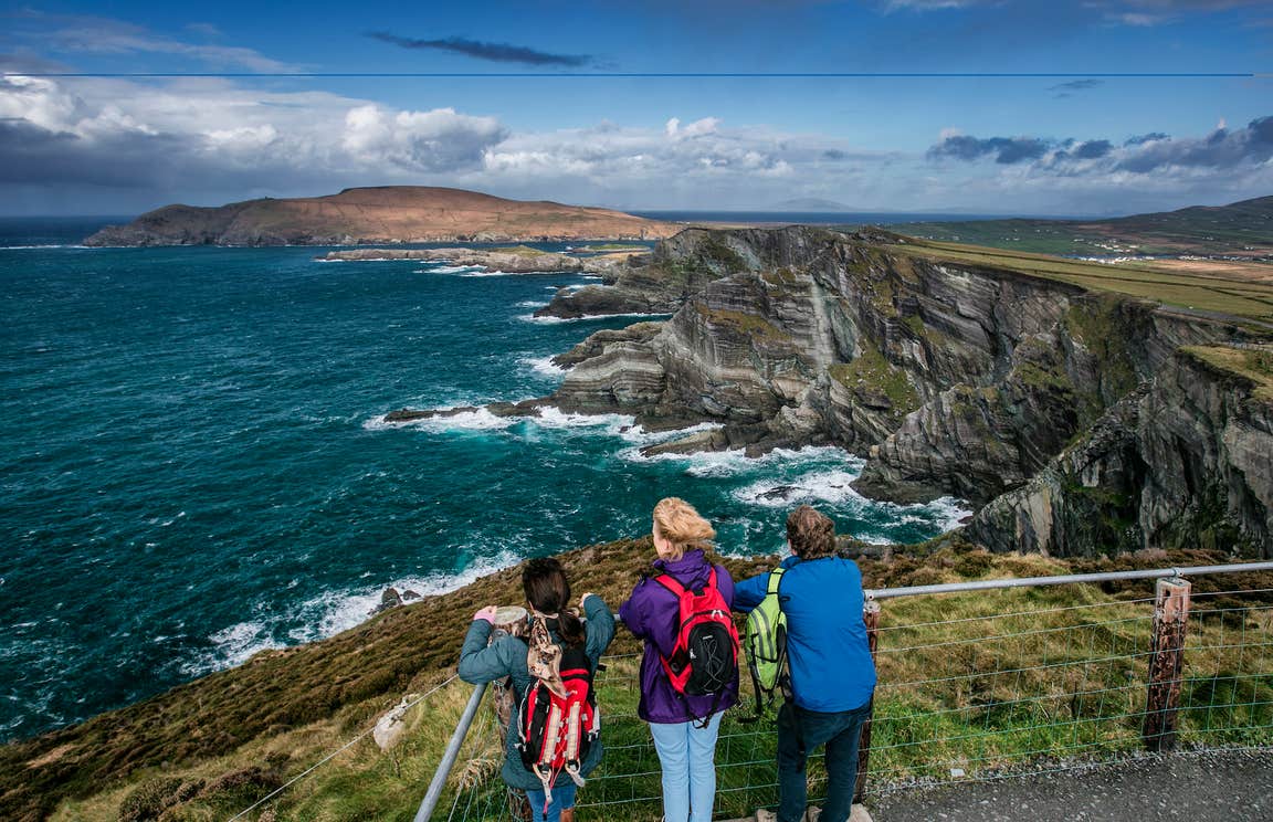 People at the Kerry Cliffs in Portmagee, Co Kerry