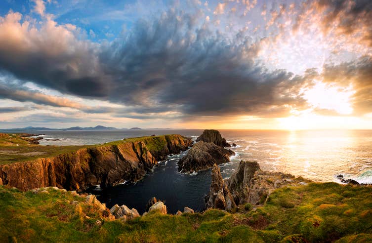 Malin Head in County Donegal at sunset