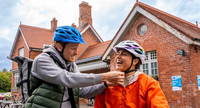 Cyclists at Mulranny Train Station in Co Mayo