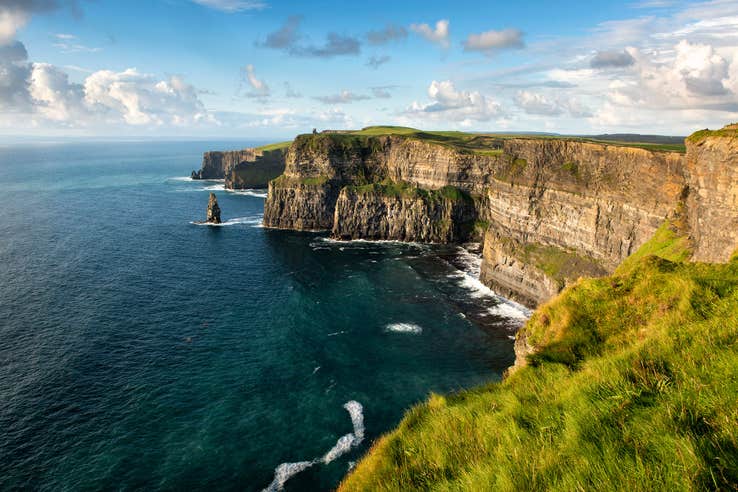 The Cliffs of Moher in County Clare on a sunny day