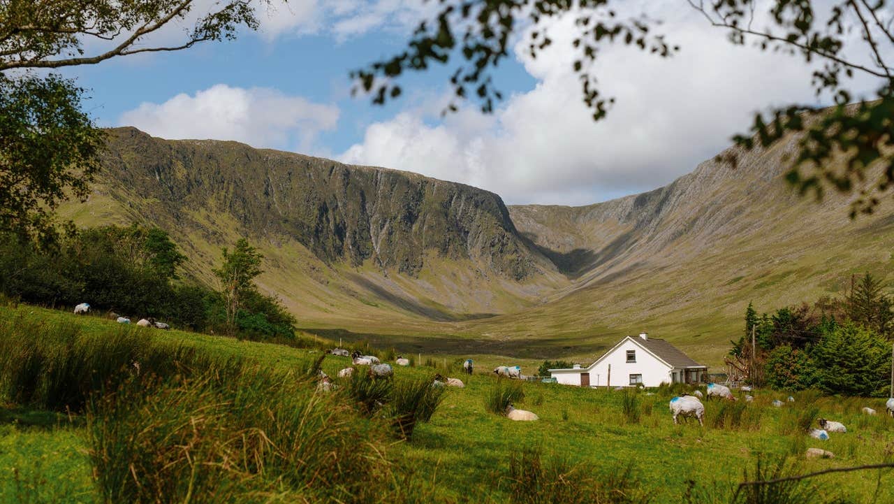 View of the Maumturk Mountains in Connemara