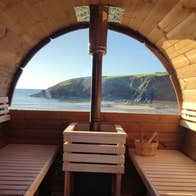 Inside the Hot Pod mobile sauna in County Waterford.
