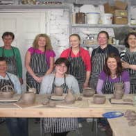 A group of people taking part in a class at Rachel Quinn Ceramics in County Sligo.