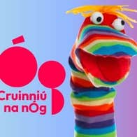 Cruinniú na nÓg 2026: Puppet Making Workshop, a stripy sock made into a hand puppet.
