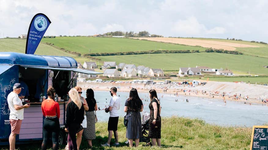 People queueing to order at Bean and Berry in Kinsale, County Cork.