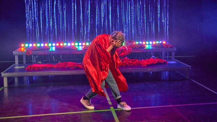 A performer on stage at The Ark Dublin