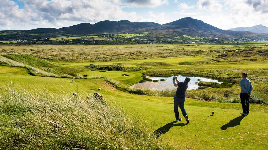 Golfers playing Ballyliffin Golf Course in County Donegal