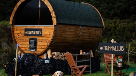 A view of an Irish Sweat House outdoor sauna
