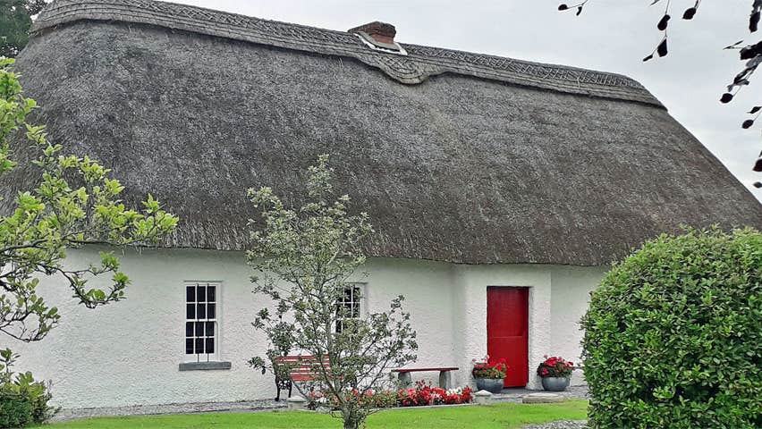 Thatched cottage in Callan County Kilkenny birthplace of Blessed Edmund Rice