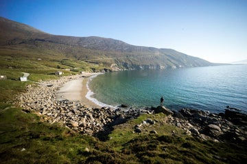 View of the beach and water in Achill Co Mayo