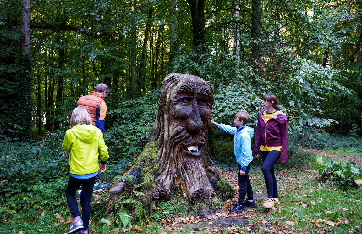 A family of four exploring the Kinnity Castle Fair Trail in County Offaly