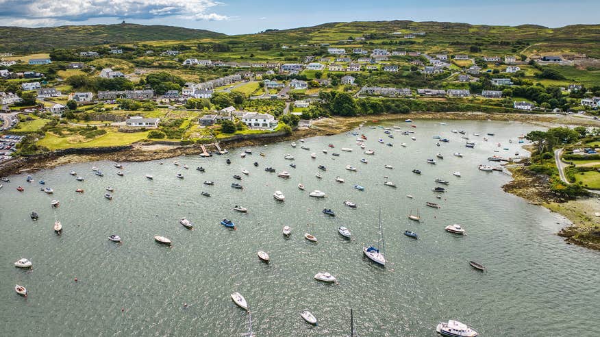 Aerial view of Baltimore Harbour in West Cork