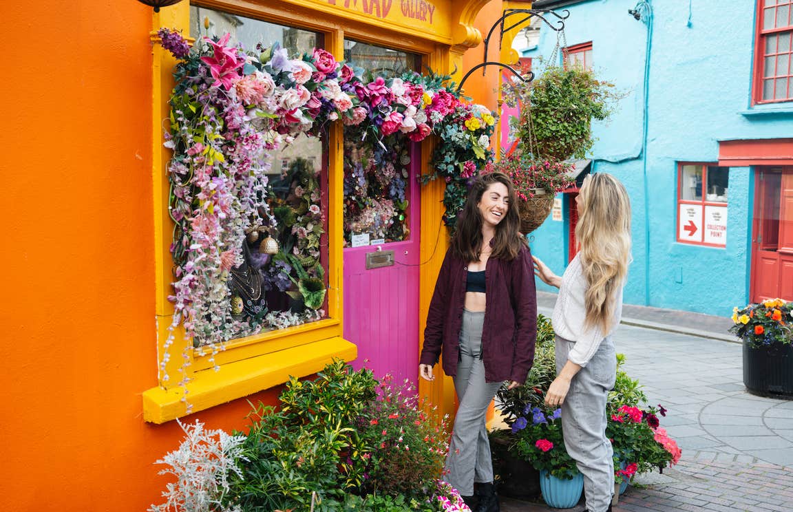 Two women exploring Kinsale in County Cork. 