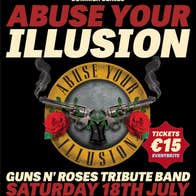 The Bloody Stream Summer Series - Abuse Your Illusion - a Guns 'n' Roses Tribute Band. Saturday 18th July, doors open 7pm, show starts 8pm, ticket price includes complimentary house drink. Over 18s only.