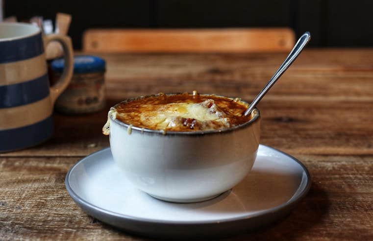 A bowl of French onion soup from This Must be the Place café in Westport, Co Mayo