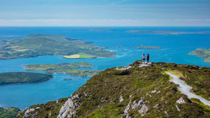 Hikers on Diamond Hill in Connemara, Co Galway