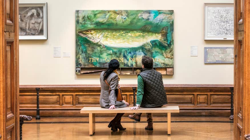 A couple admiring the artwork on display at the Crawford Art Gallery in Cork.