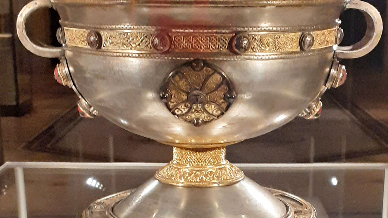 Tailteann Irish Tours view of the Ardagh Chalice at the National Museum