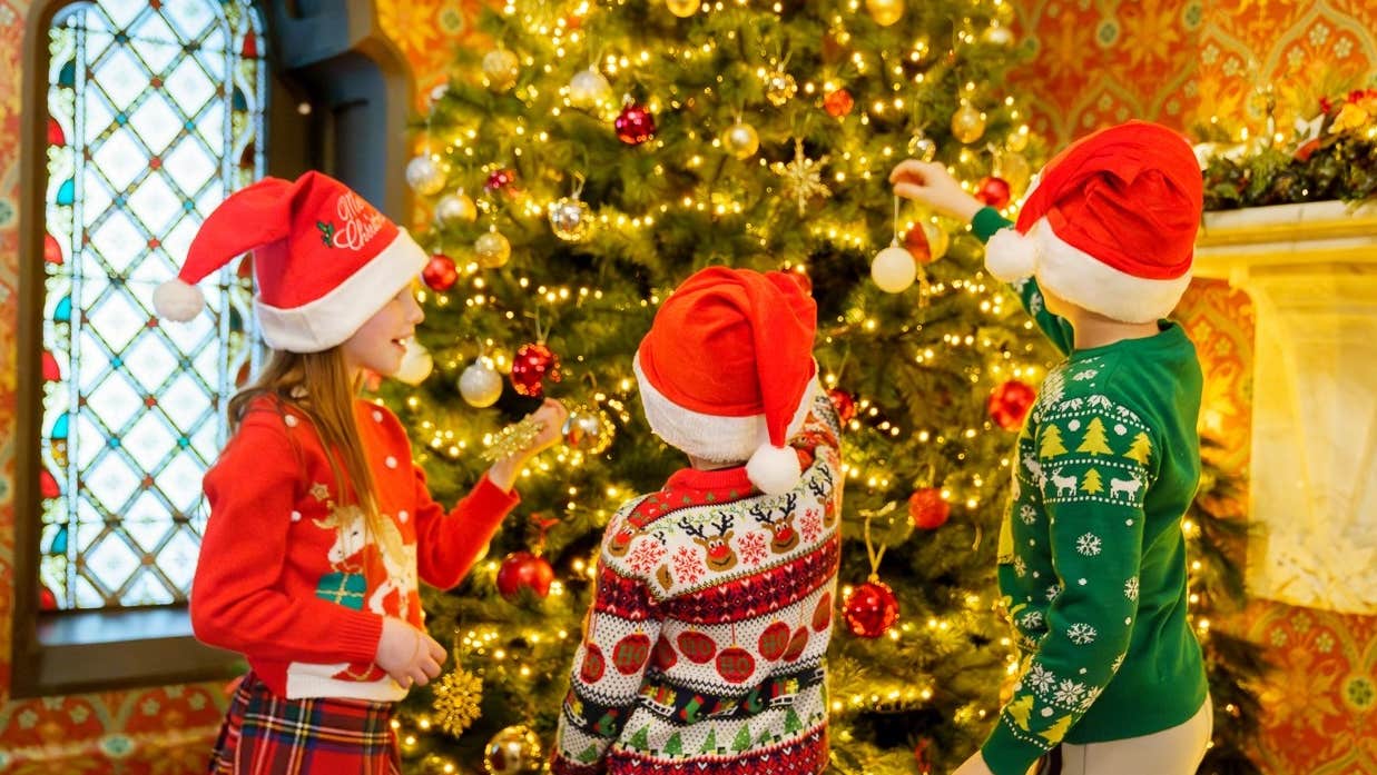 Young visitors at the Christmas tree in the formal hall of Turlough Park House. Image: John Mee