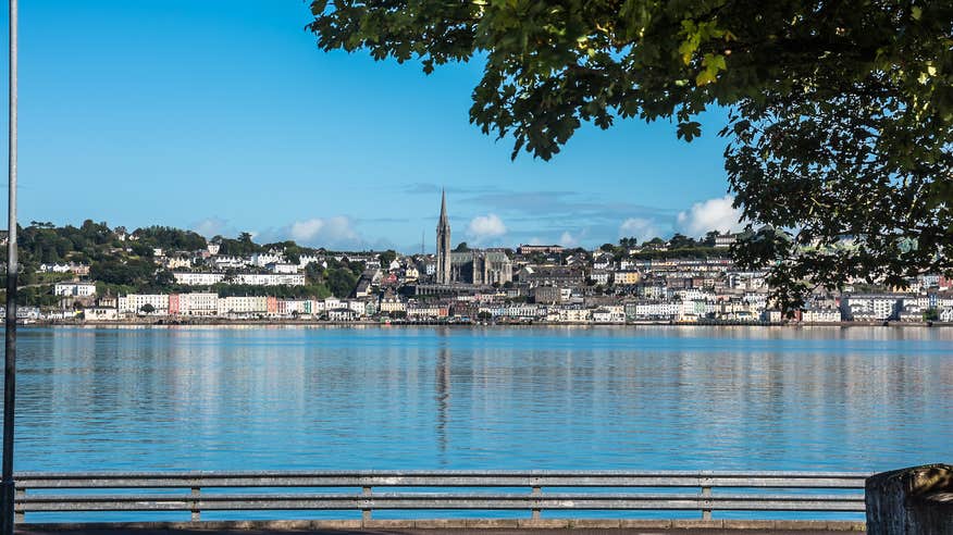 Distant view of Cobh from across the harbour in County Cork