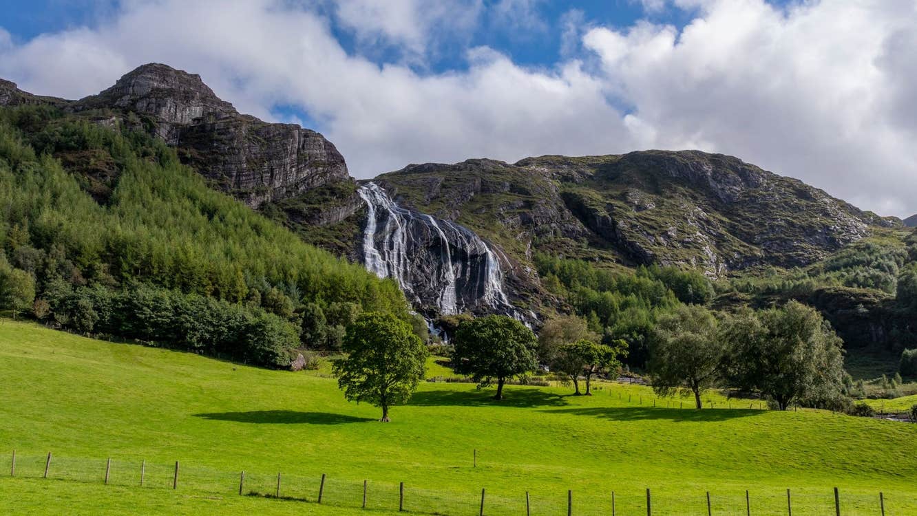 A view of the waterfall at Gleninchaquin Park