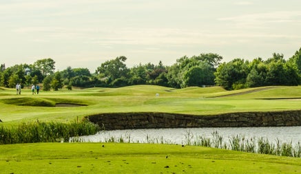 A view of the lake and golf course at Castleknock Golf Club