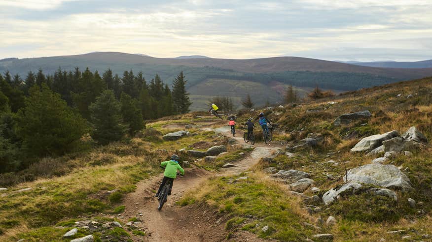 People mountain biking in the Dublin Mountains