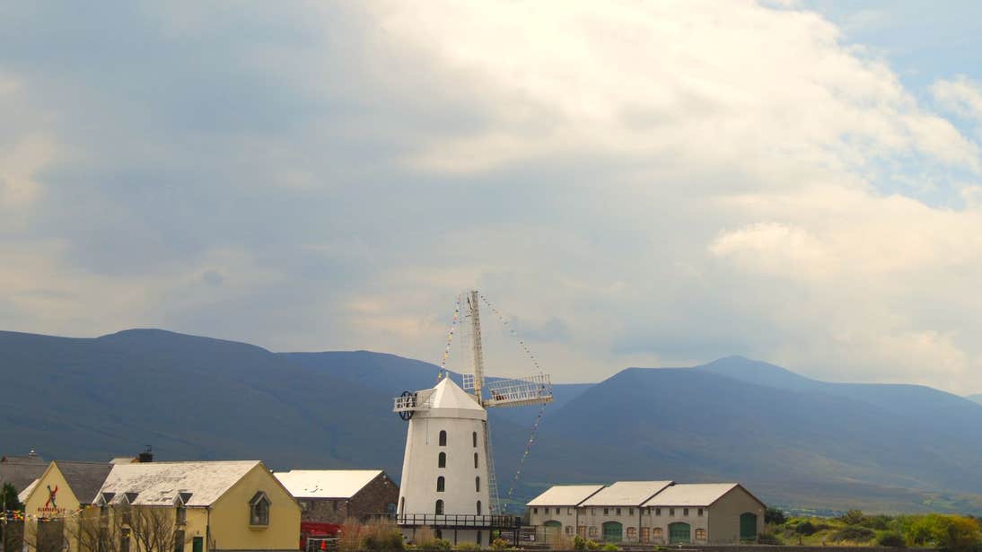 The tall, white Blennerville Windmill, Kerry