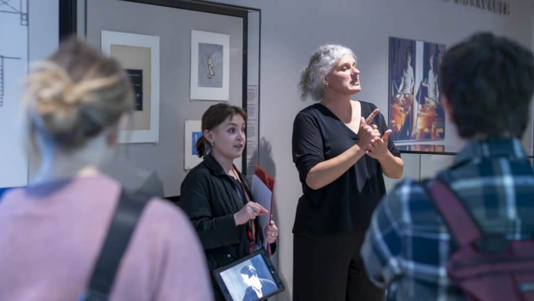 A group on a guided tour at Collins Barracks