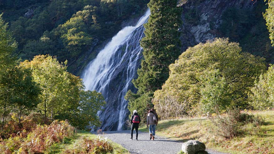 People hiking to Powerscourt Waterfall in Co Wicklow