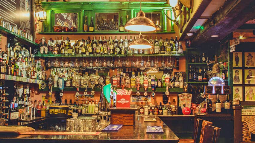 Old world style bar at The Esquire Bar and Restaurant Tramore