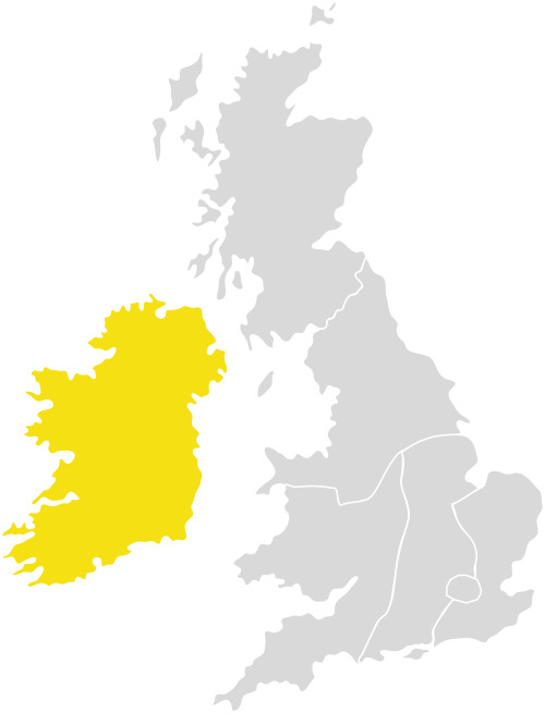 Map highlighting Ireland & Northern Ireland