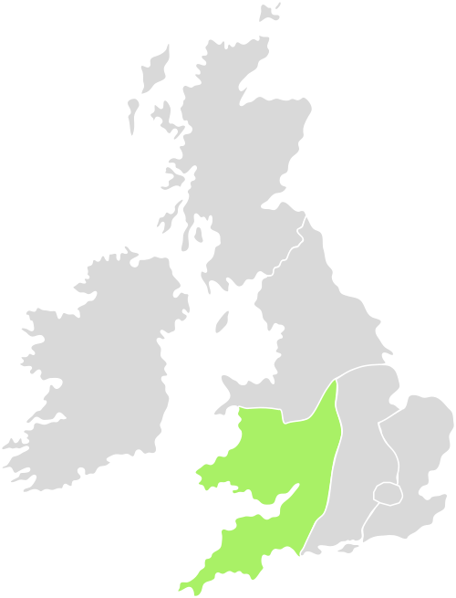 Map highlighting Wales and West Midlands